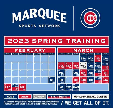 chicago cubs schedule 2023 spring training